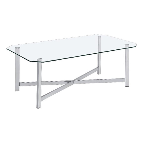 Coaster Cronin Tempered Glass Top Metal Base Cocktail Coffee Table in Chrome