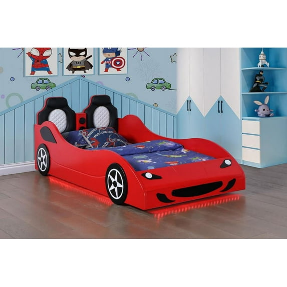 Cruiser Car Themed Twin Bed with Underglow Lights Red
