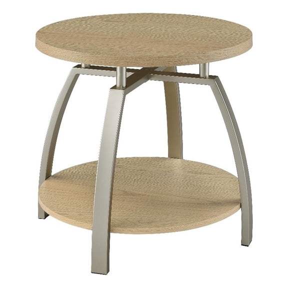 Coaster Dacre Round Engineered Wood Top Side End Table in Brown