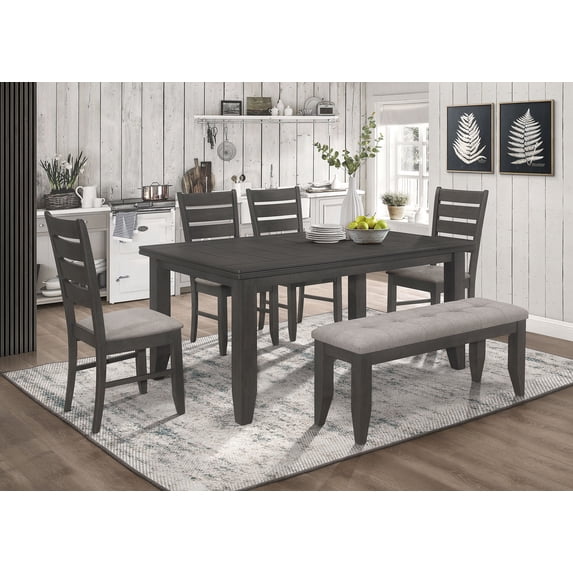 Coaster Dalila 6-Piece Rectangular Dining Table Set, Dark Grey