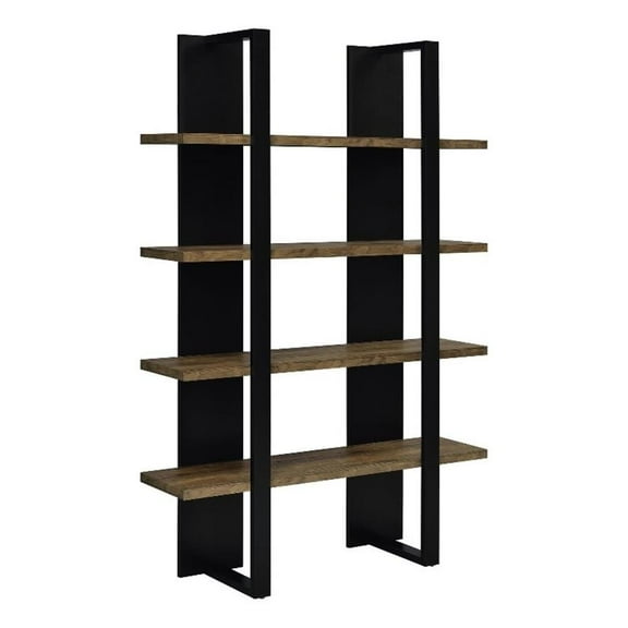 Danbrook 71-inch 4-shelf Bookshelf Black and Aged Walnut