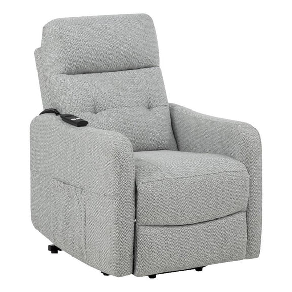 Coaster Dayes Upholstered Fabric Power Lift Recliner Chair in Light Gray