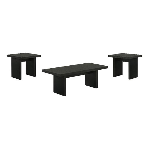 Coaster Decker 3-Piece Transitional Wood Coffee and End Table Set in Black