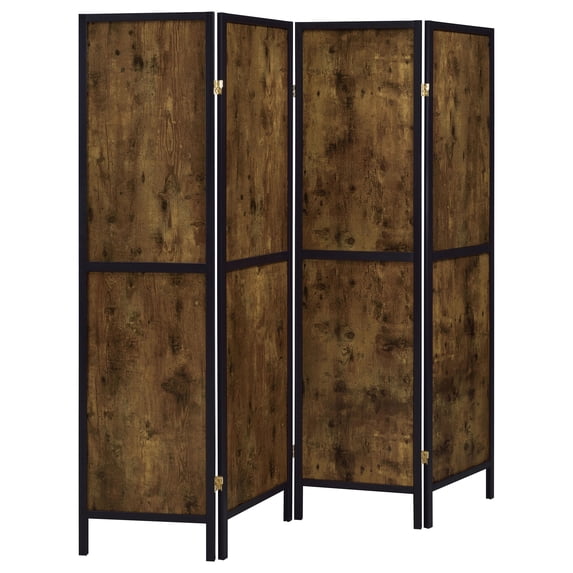 Coaster Deepika 4-Panel Room Divider Folding Screen, Rustic Nutmeg