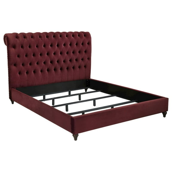 Coaster Devon 57-inch Upholstered Eastern King Panel Bed Wine Red
