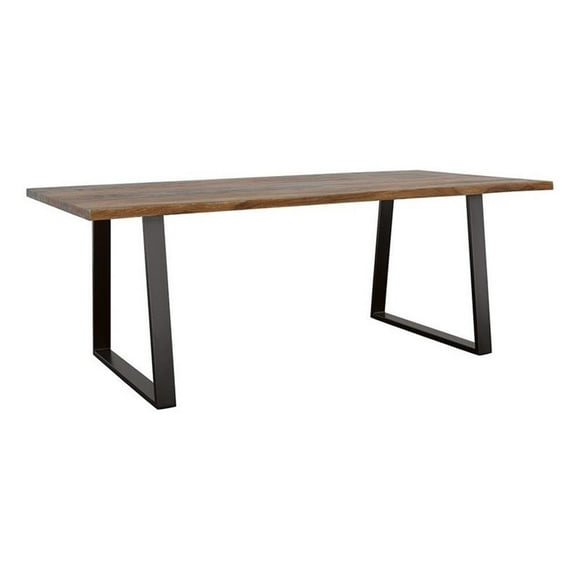 Coaster Ditman Farmhouse Wood Live Edge Dining Table Gray Sheessam and Black