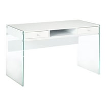 Dobrev 2-drawer Writing Desk Glossy White and Clear
