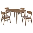thumbnail image 1 of Dortch 5-piece Oval Solid Wood Dining Set Walnut, 1 of 15