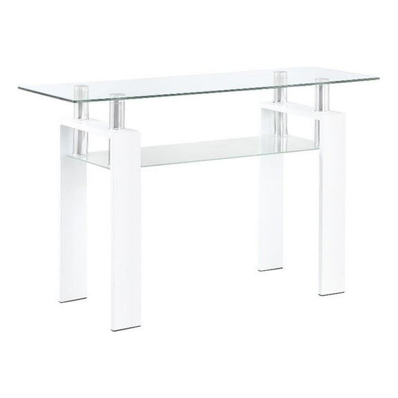Dyer Rectangular Glass Top Entryway Sofa Console Table White