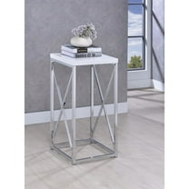 Edmund Square Accent Side Table White High Gloss and Chrome