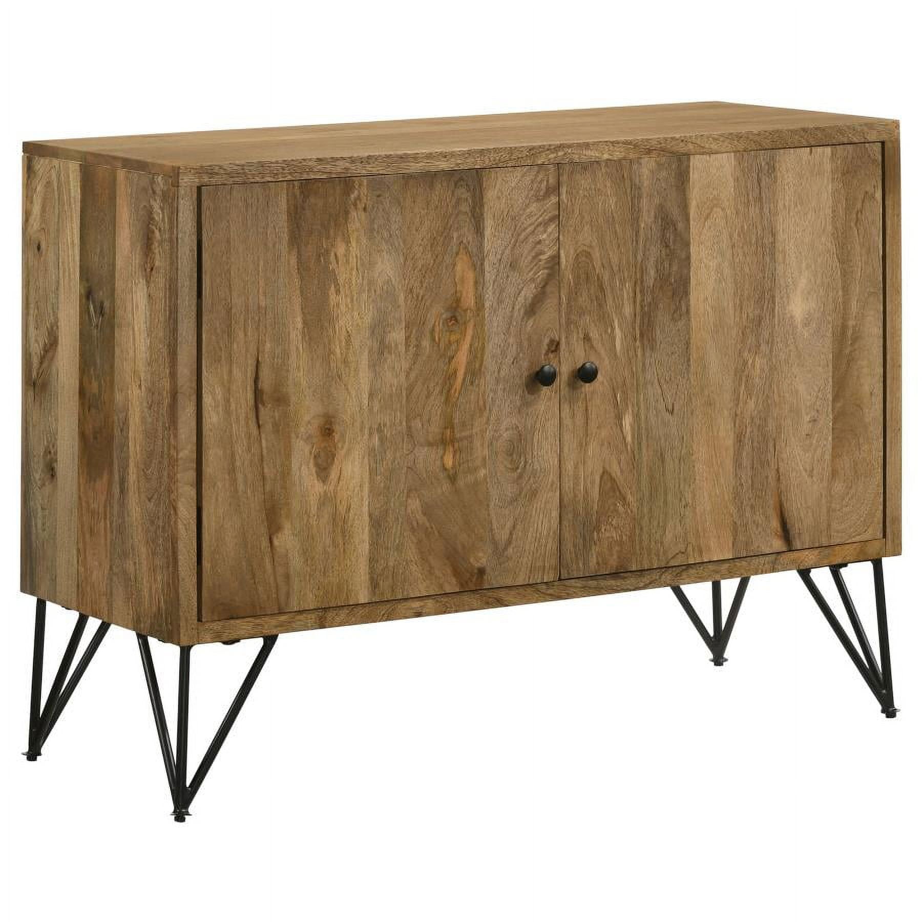 Natural Mango Wood Accent Cabinet with Black Hairpin Legs
