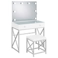 thumbnail image 1 of Eliza Vanity Set with Lighting & Stool White and Chrome, 1 of 17