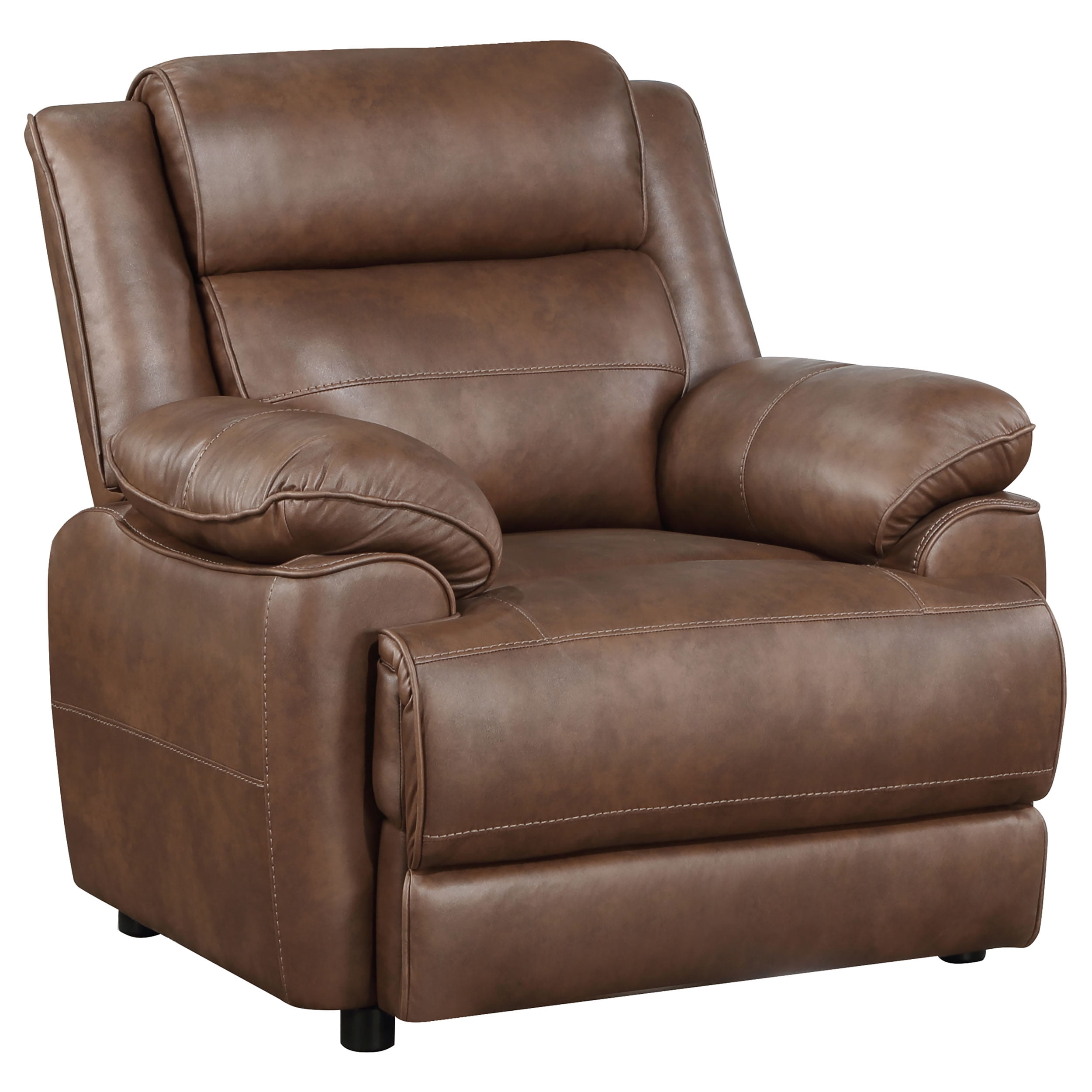 Brown Faux Leather Transitional Accent Chair
