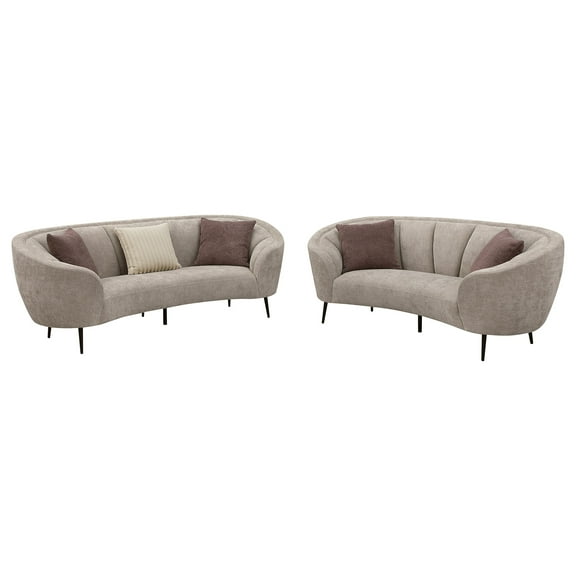 Ellorie 2-piece Upholstered Curved Sofa Set Beige