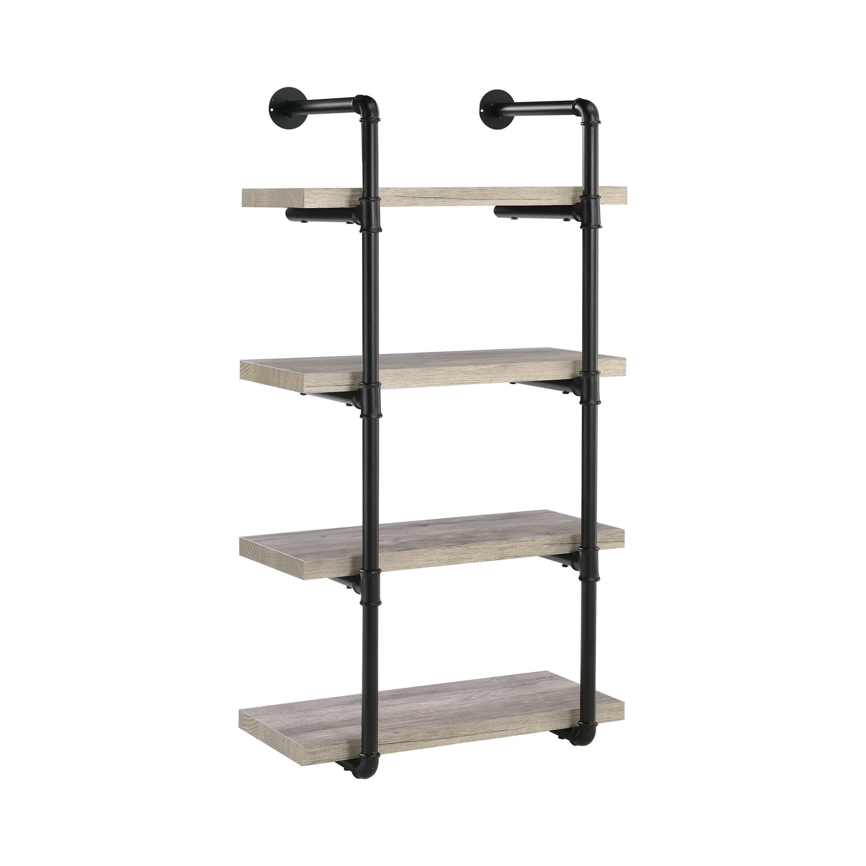 Gray Driftwood Industrial Wall Shelf with Black Pipe Frame