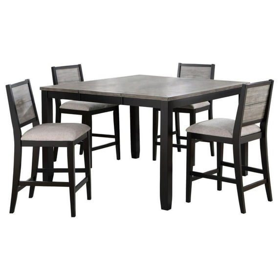 Coaster Elodie 5-piece Wood Counter Height Dining Table Set in Gray and Black