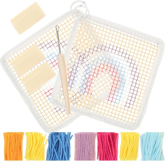 Coaster Embroidery Kit DIY Handcraft Latch Hook Cup Mat Set Material Package Christmas Tree Polyester Cotton