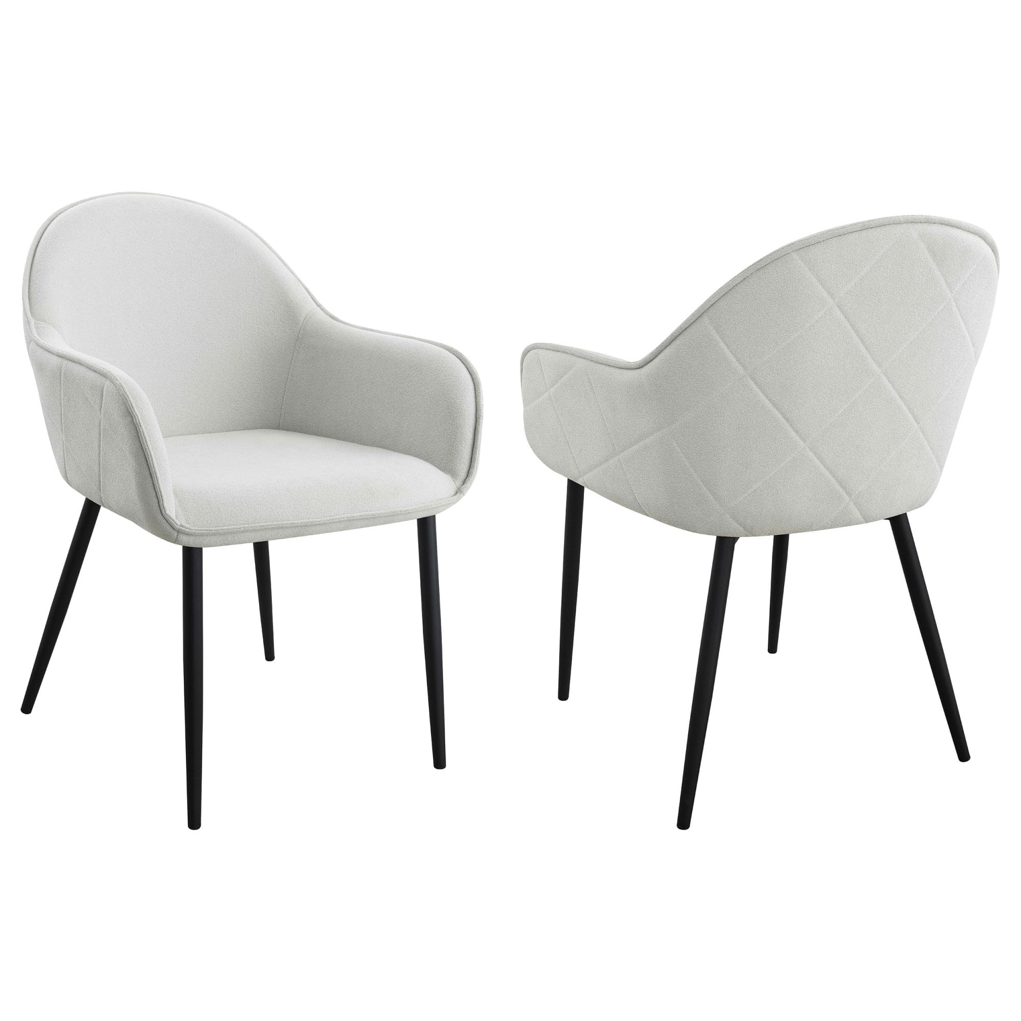 Mid-Century Modern White Upholstered Arm Chair with Metal Legs