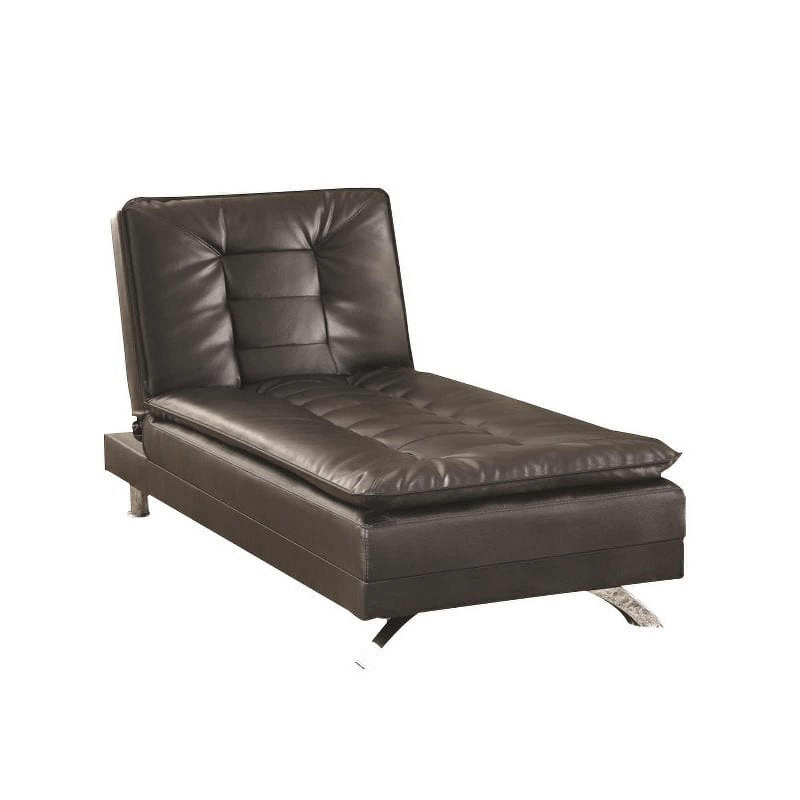 Coaster Erickson Faux Leather Convertible Chaise Lounge in Black