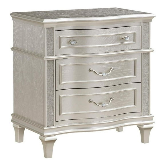 Coaster Evangeline 3-Drawer Contemporary Wood Nightstand Silver Oak