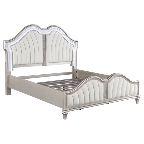Coaster Evangeline Wood Eastern King LED Panel Bed, Silver Oak