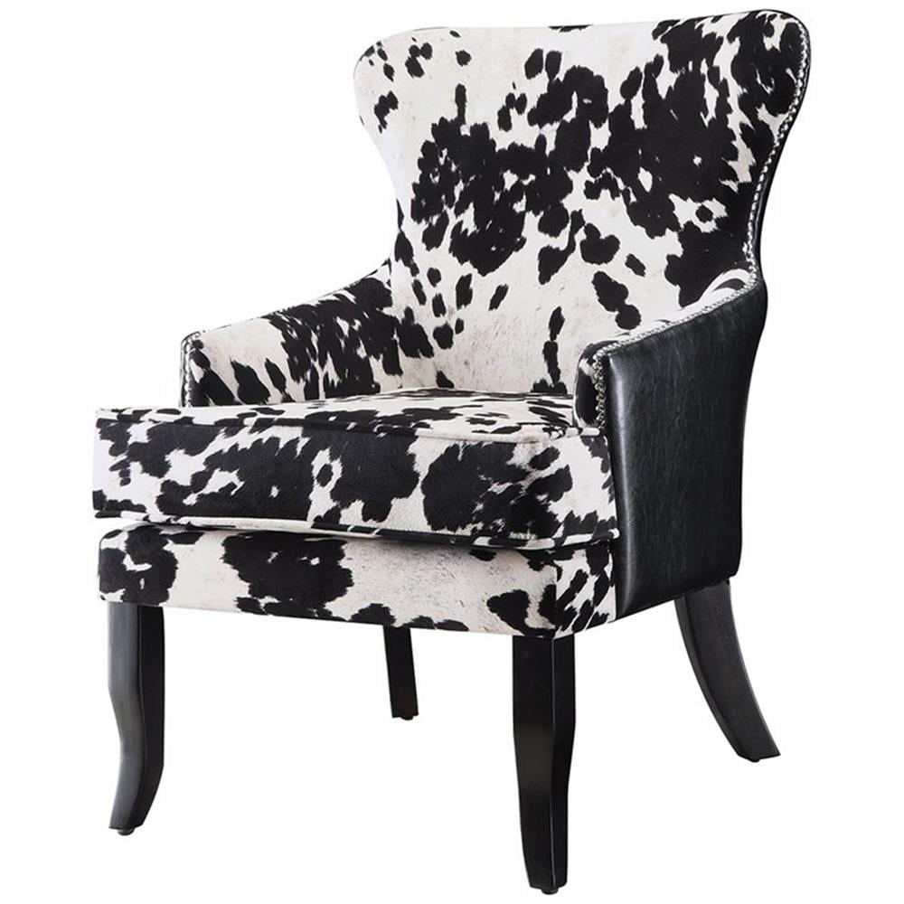 Black and White Cowhide Print Microfiber Accent Chair
