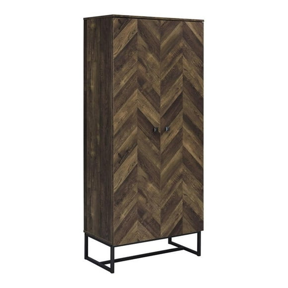 Coaster Farmhouse Wood 2-Door Accent Storage Cabinet with Metal Base in Oak