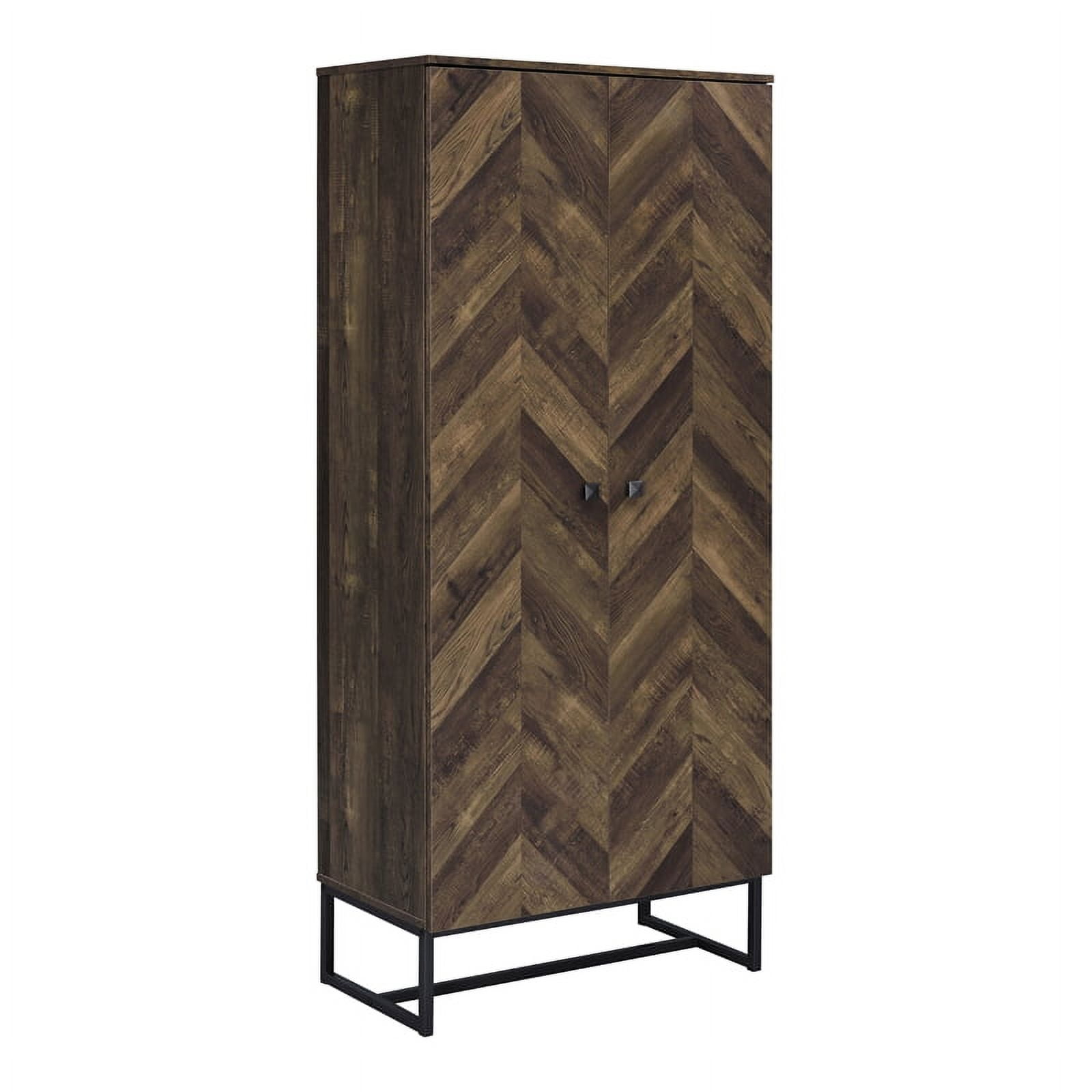 Rustic Oak Tall Office Cabinet with Adjustable Shelving