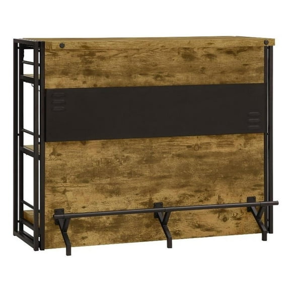 Coaster Farmhouse Wood Bar Unit with Stemware Rack in Nutmeg