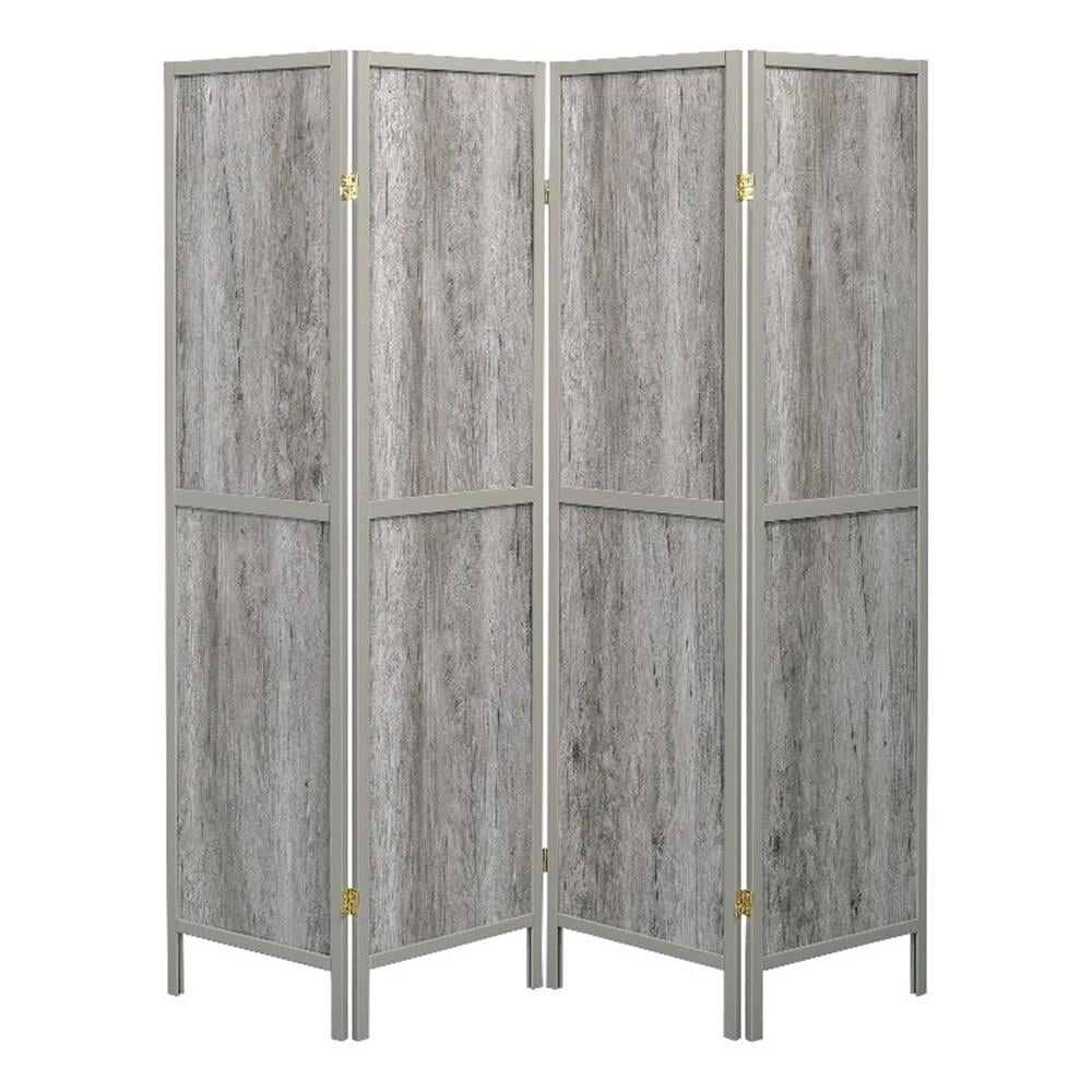 Gray Driftwood 70" 4-Panel Folding Screen with MDF and Pine