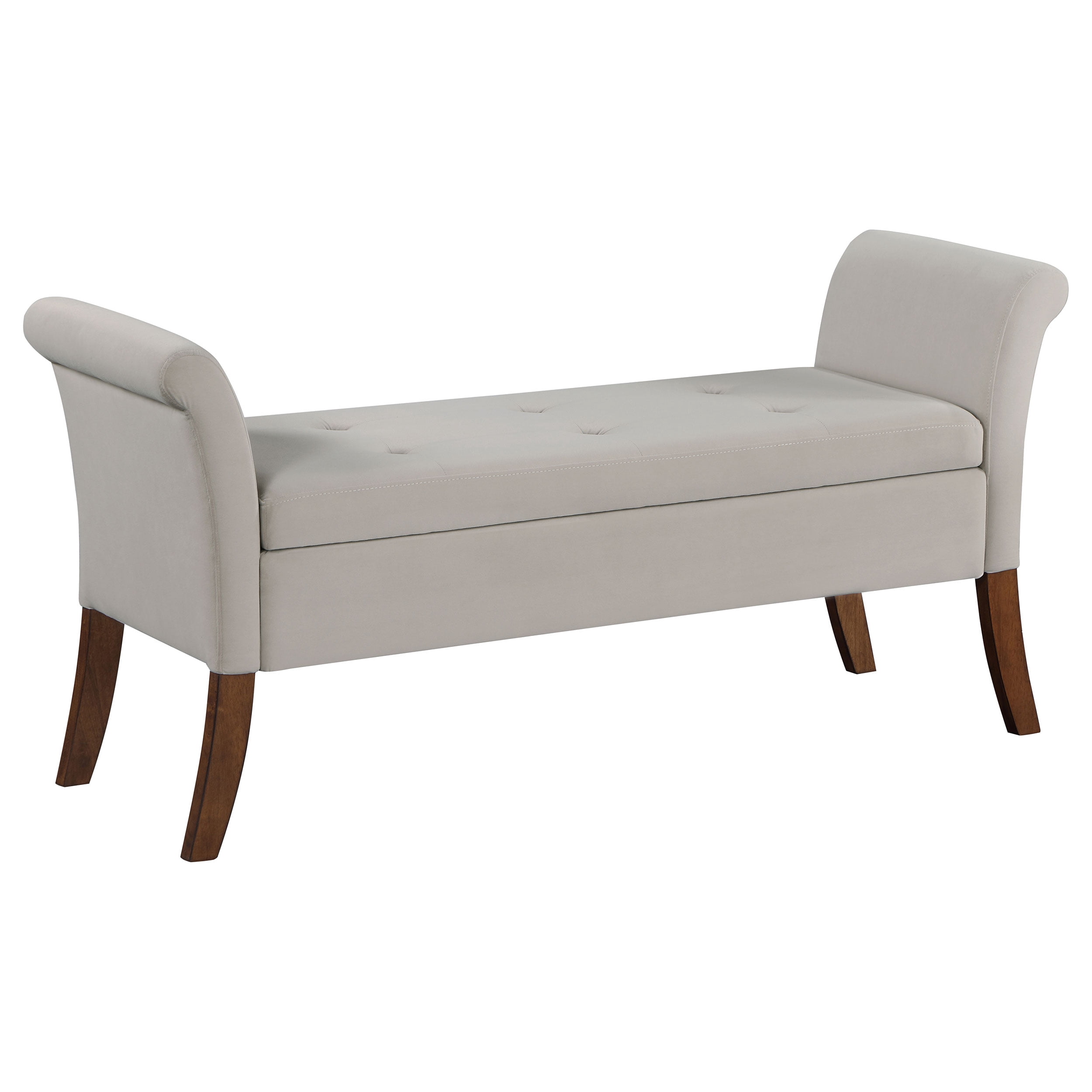 Farrah Velvet Upholstered Rolled Arm Storage Bench Beige - Walmart.com