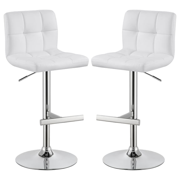 Lenny Upholstered Adjustable Bar Stool White (Set of 2)