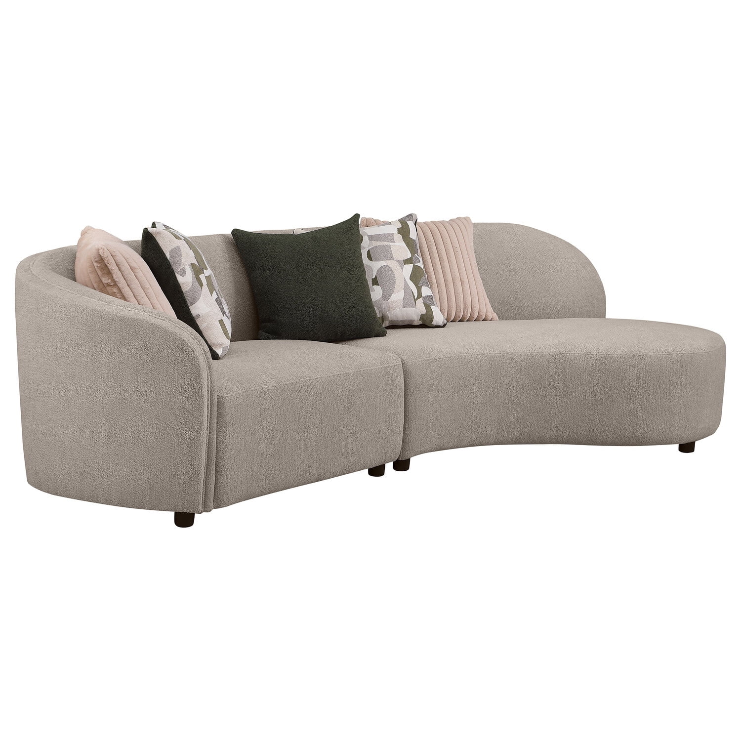Greige Fabric Upholstered Two-Piece Curved Sectional Sofa