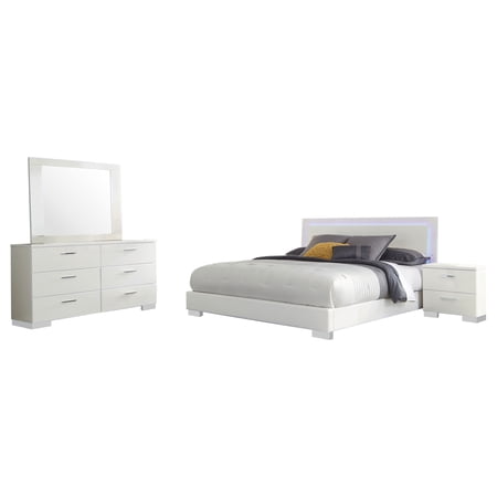 Felicity 4-piece California King Bedroom Set White Gloss