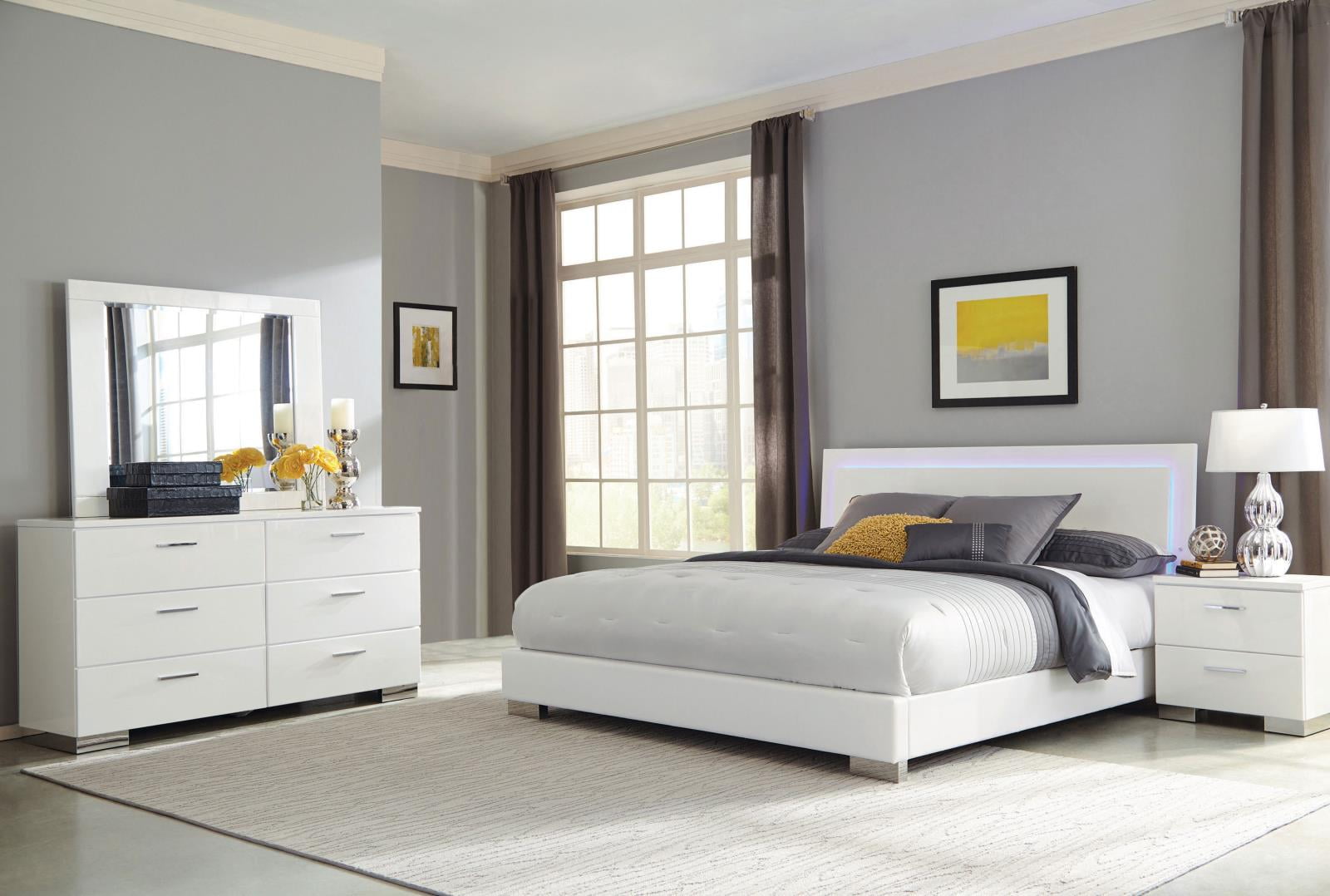 Felicity Glossy White California King 4-Piece Bedroom Set