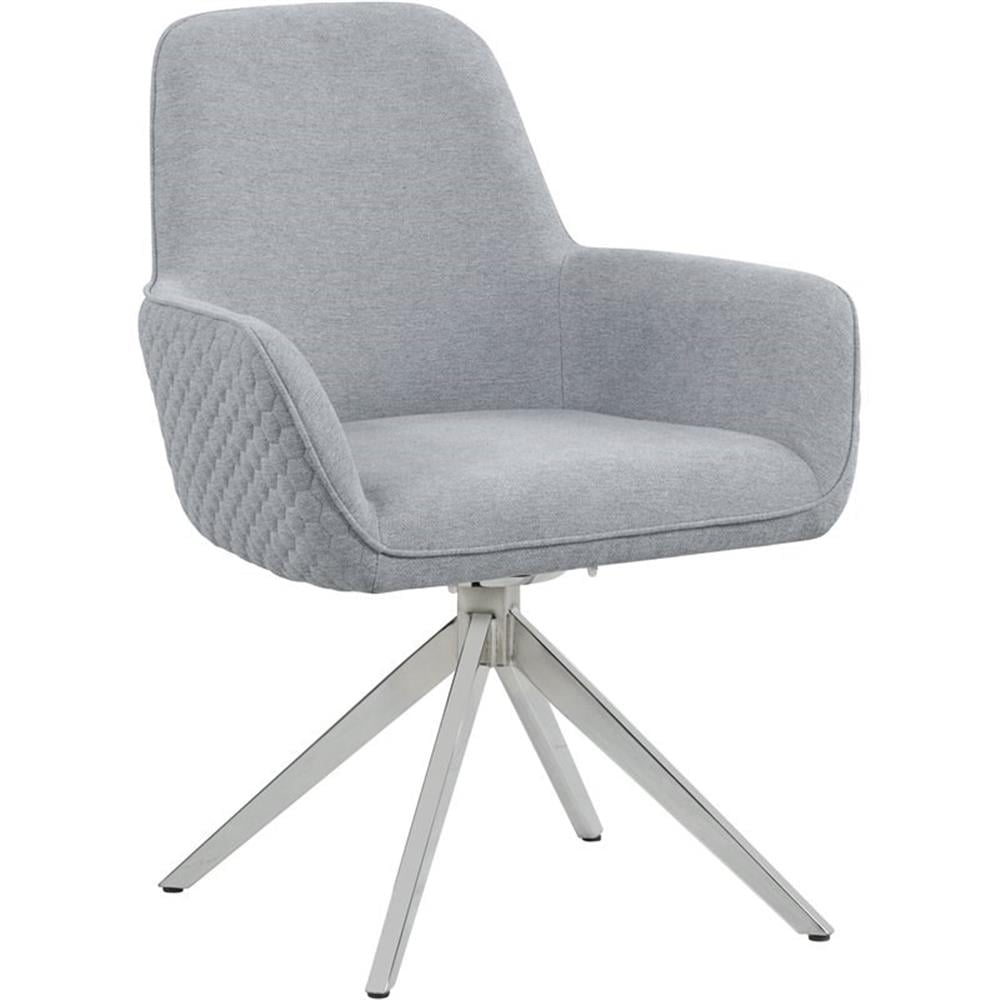 Gray Upholstered Swivel Side Chair with Chrome Legs
