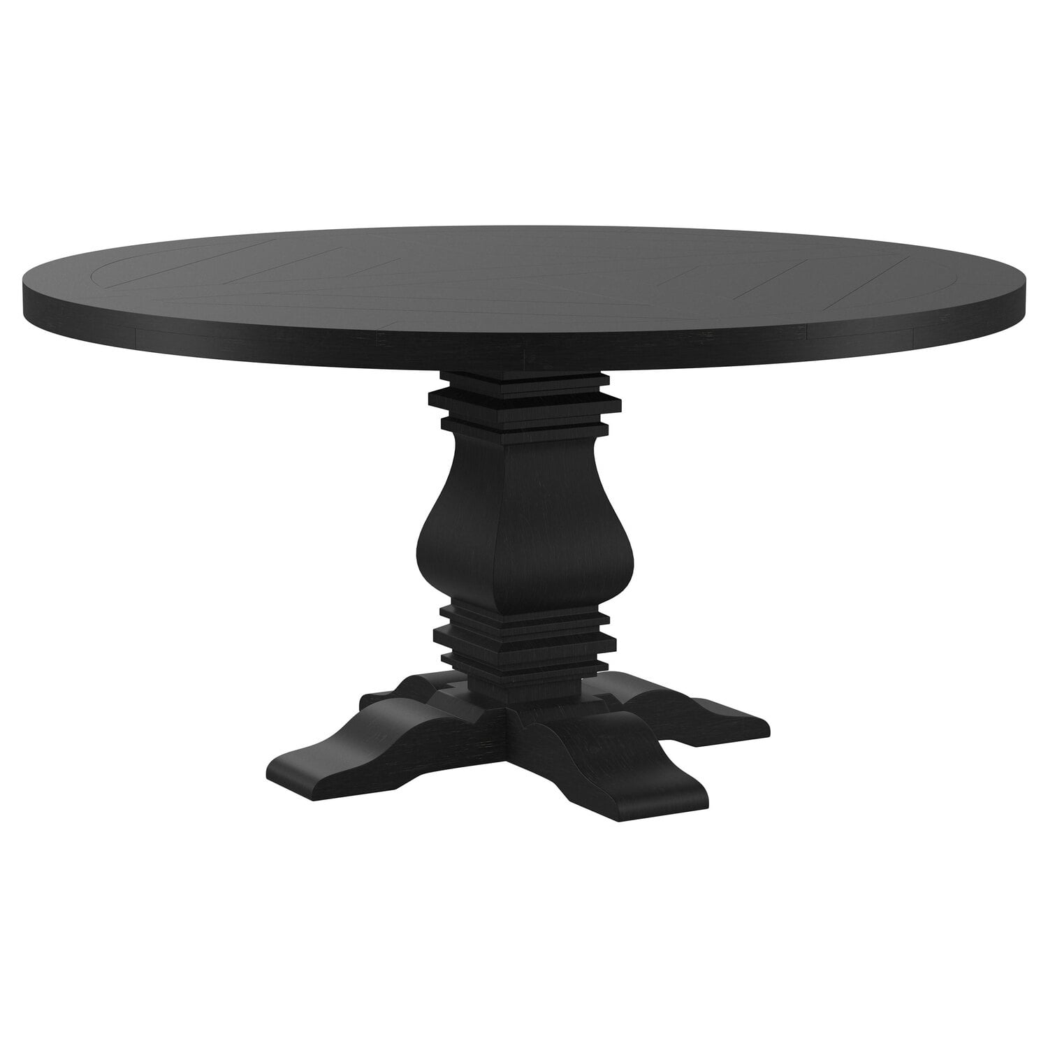 Florence Black 60" Round Reclaimed Wood Pedestal Dining Table
