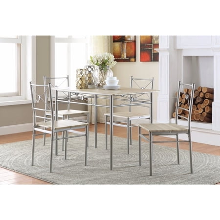 Anna Fontana 5-piece Rectangular Dining Set Brushed Silver