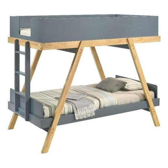 Frankie Twin Over Twin Bunk Bed with 7-inch Mattresses Blue
