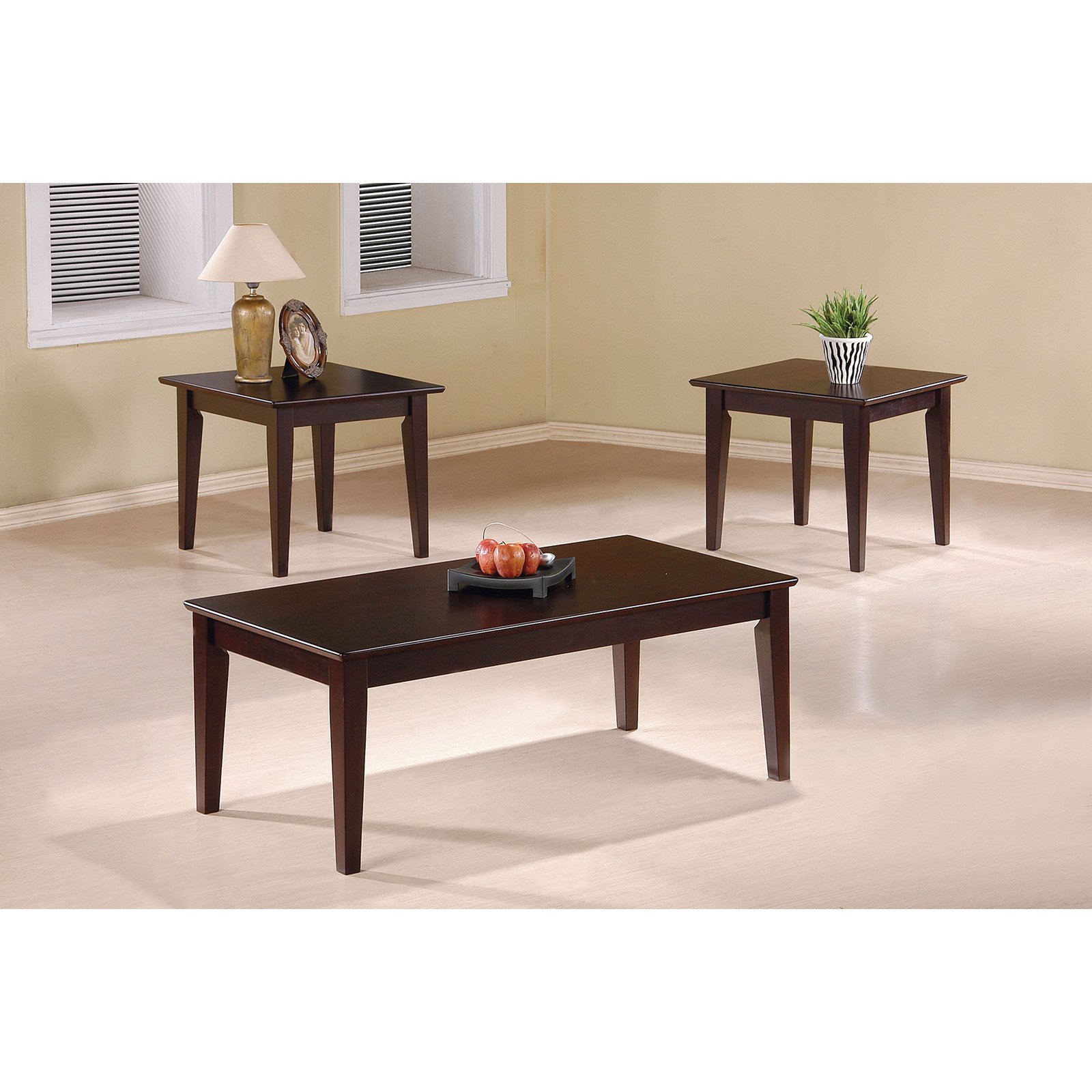Coaster Furniture 3 Piece Coffee Table Set Cappuccino