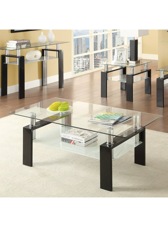 Coaster Furniture Glass Top Coffee Table with Shelf - Chrome