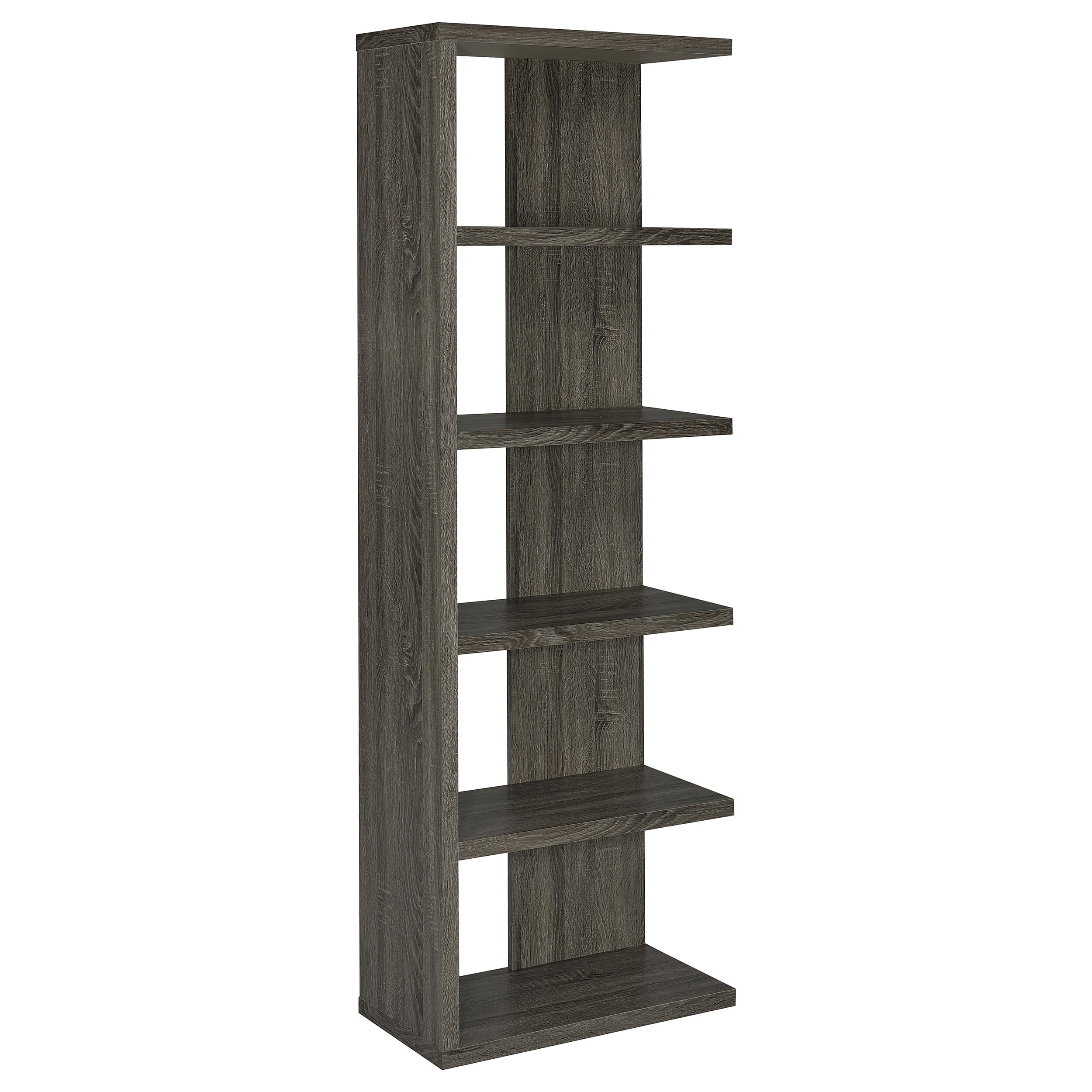 Weathered Gray 5-Tier Semi-Backless Modular Bookcase