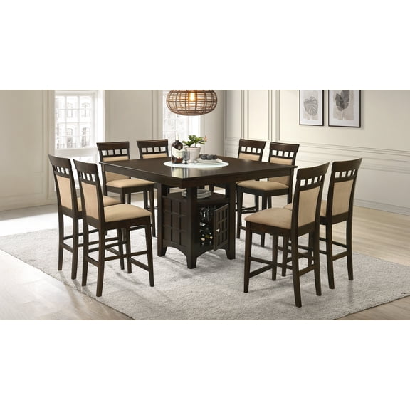 Gabriel 9-Piece Upholstered-Back Counter Height Dining Set Cappuccino