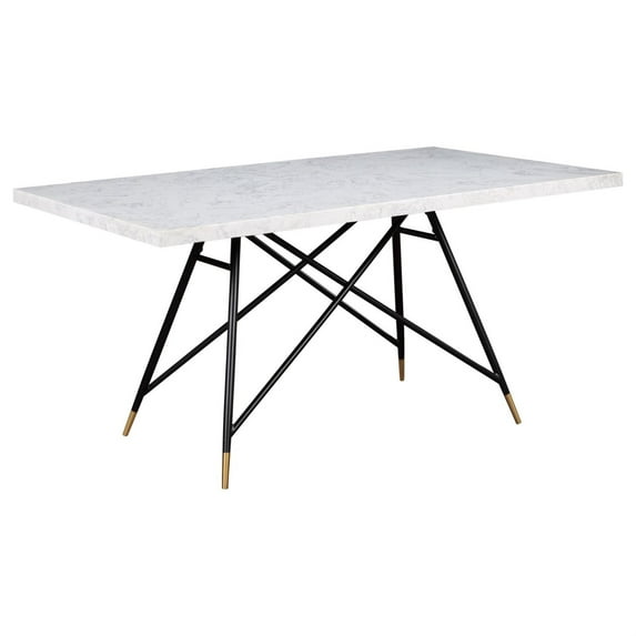 Coaster Gabrielle Marble Top Rectangular Dining Table in White and Black