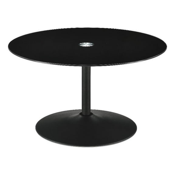 Ganso Round Metal Coffee Table With Tempered Glass Top Black