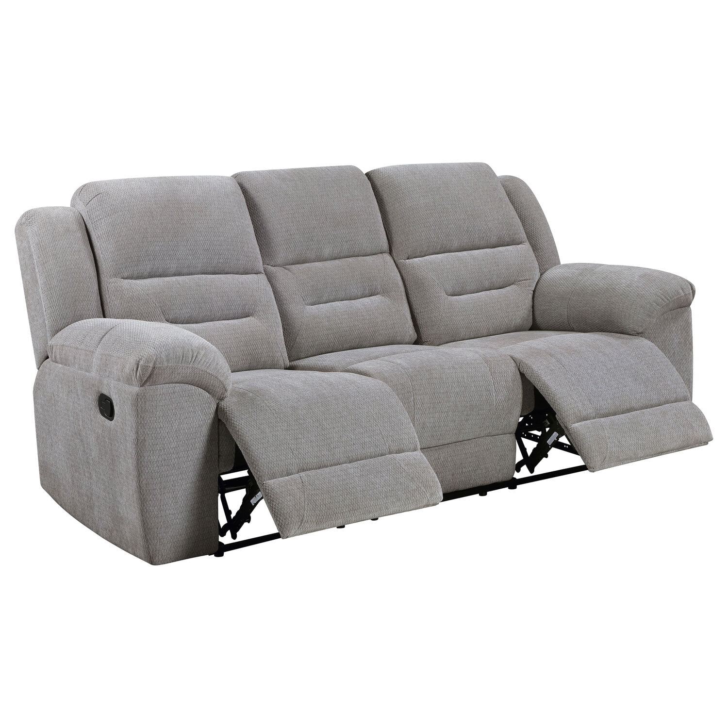 Gilson Gray Chenille Fabric Manual Reclining Sofa with Pillow-Top Arms