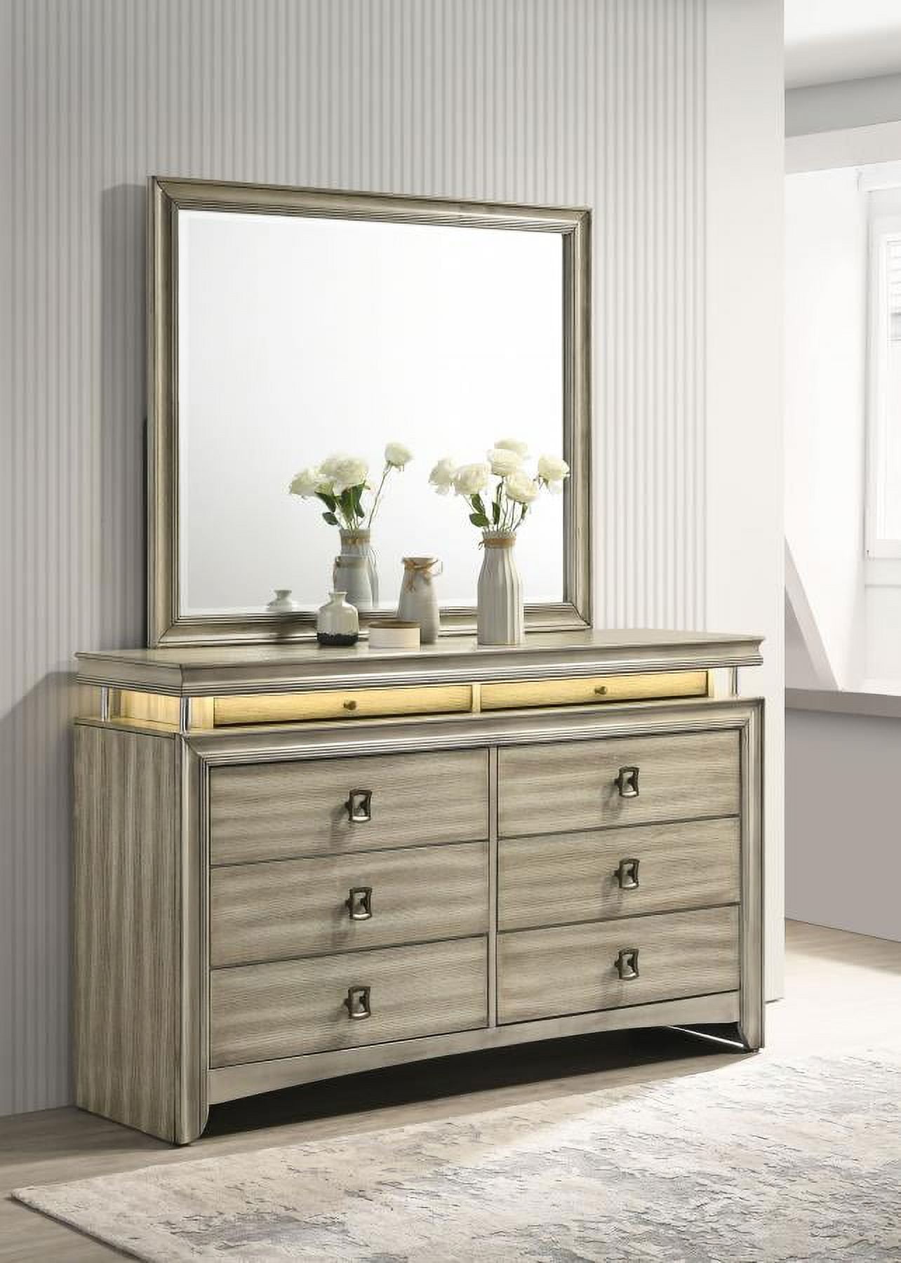 Coaster Giselle 8 Drawer Dresser with Mirror Rustic Beige