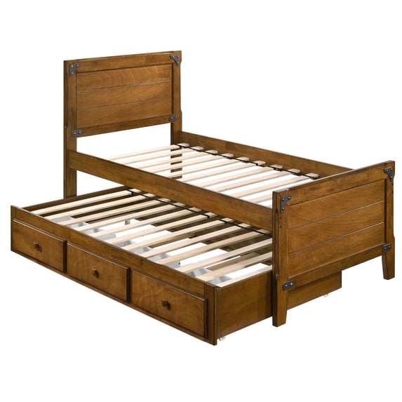 Granger Twin Captain's Bed with Trundle Rustic Honey
