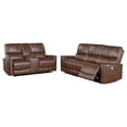 thumbnail image 1 of Greenfield 2-piece Power Reclining Sofa Set Saddle Brown, 1 of 17