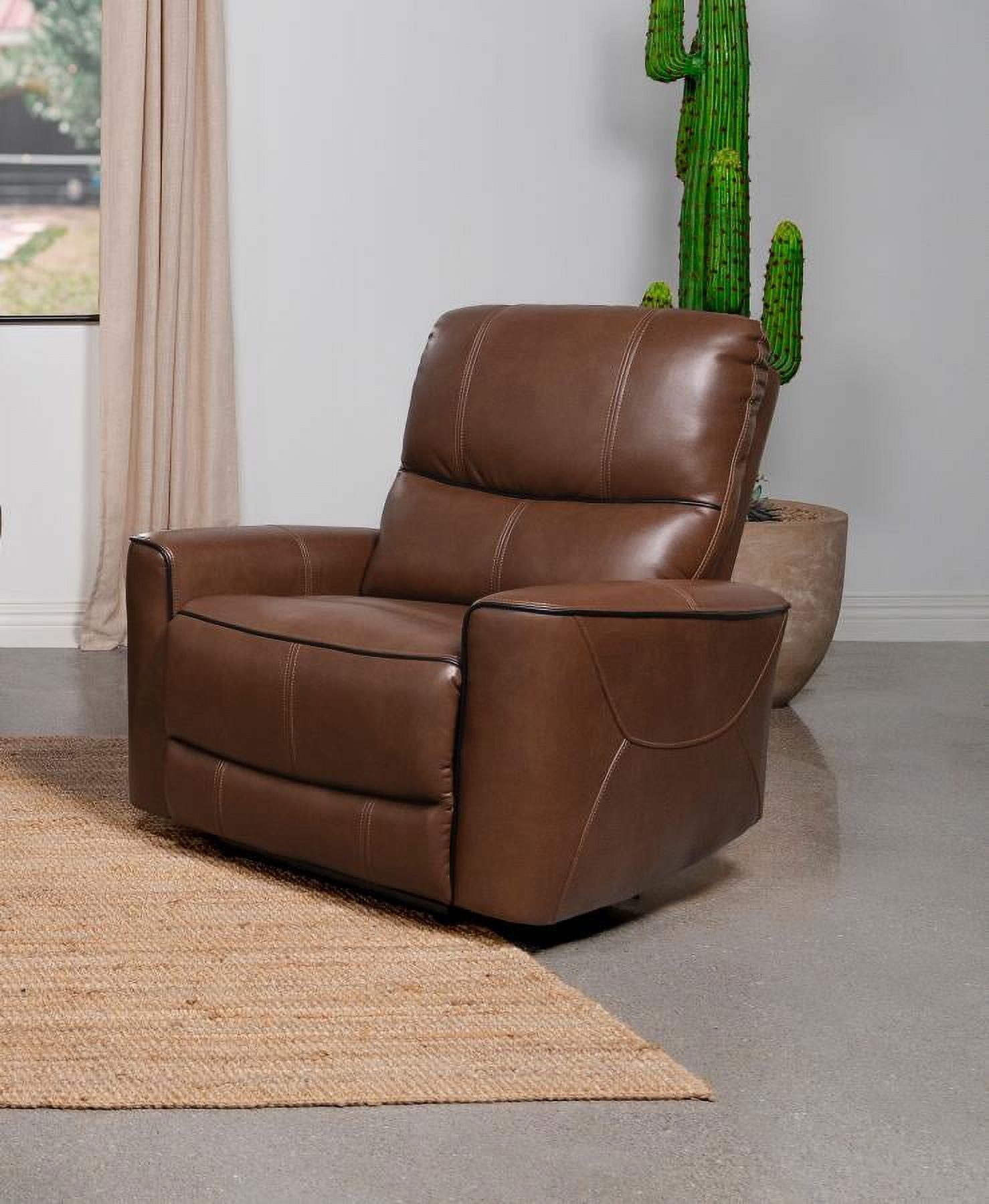 Dark Brown Faux Leather Power Recliner Chair